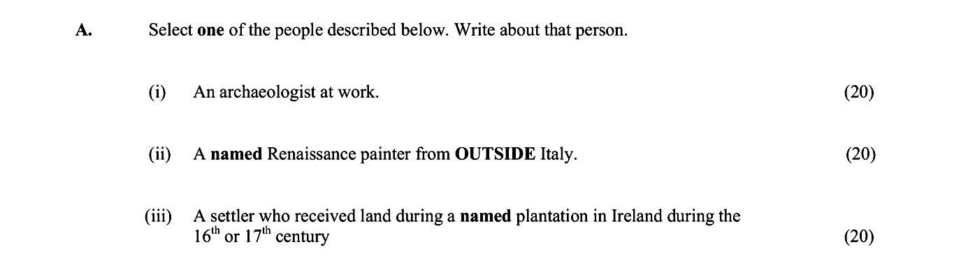 A-named-Renaissance-painter-from-OUTSIDE-Italy.---Junior Cycle History-Question A (ii)-2012.png