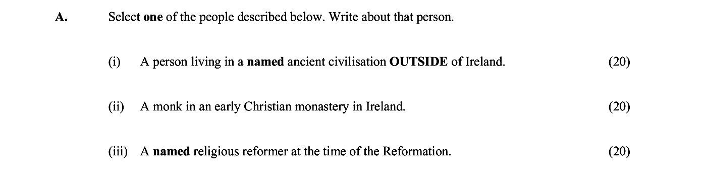Select-one-of-the-people-described-below-Junior Cycle History-Question A-2011.png