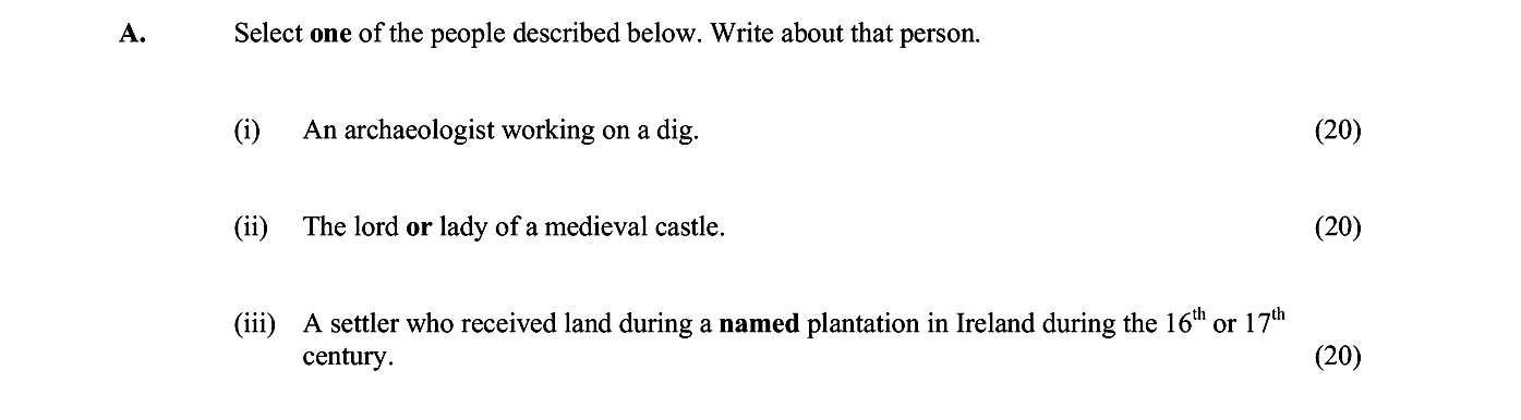 Select-one-of-the-people-described-below-Junior Cycle History-Question A-2010.png