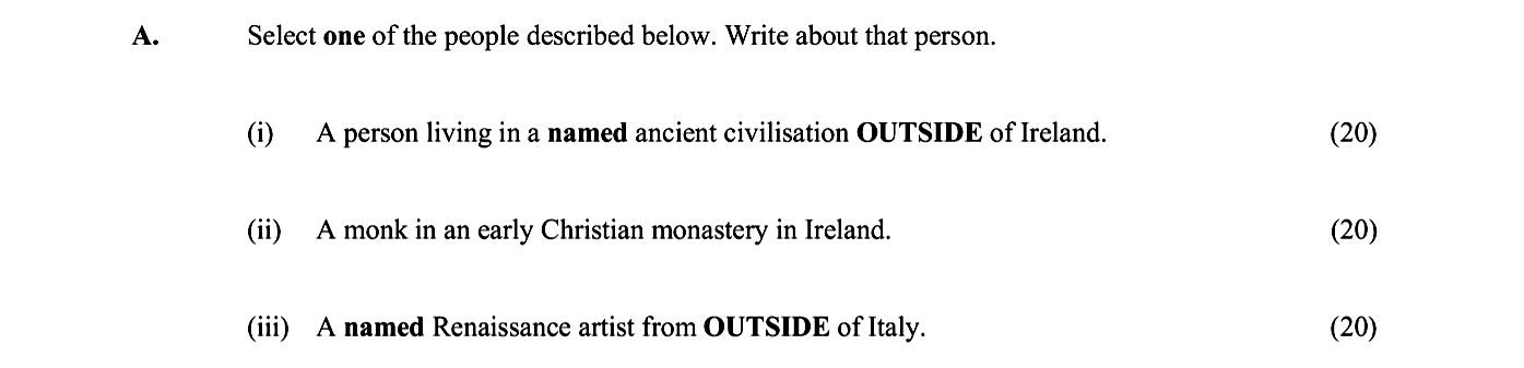 Select-one-of-the-people-described-below-Junior Cycle History-Question A-2009.png