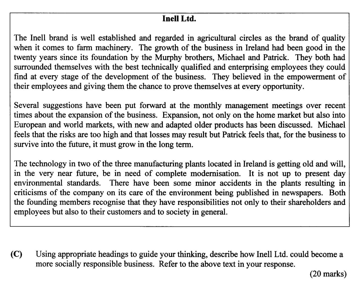 Using-appropriate-headings-to-guide-your-thinking,-describe-how-Inell-Ltd-Leaving Cert Business-Question C-2002.png