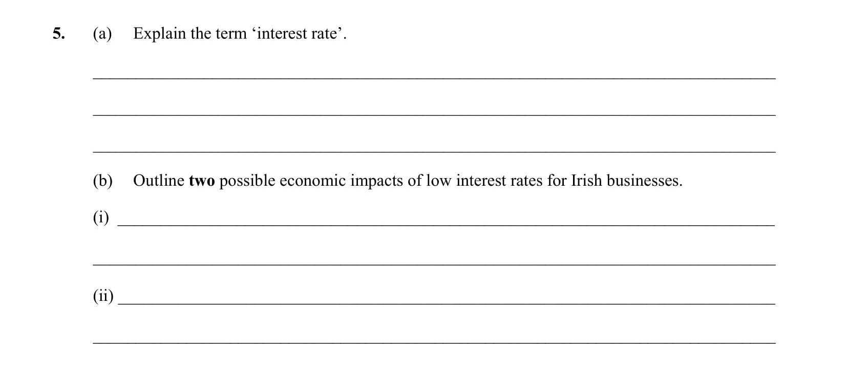 5.-(a)-Explain-the-term-'interest-rate'-Leaving Cert Business-Question 5-2014.png