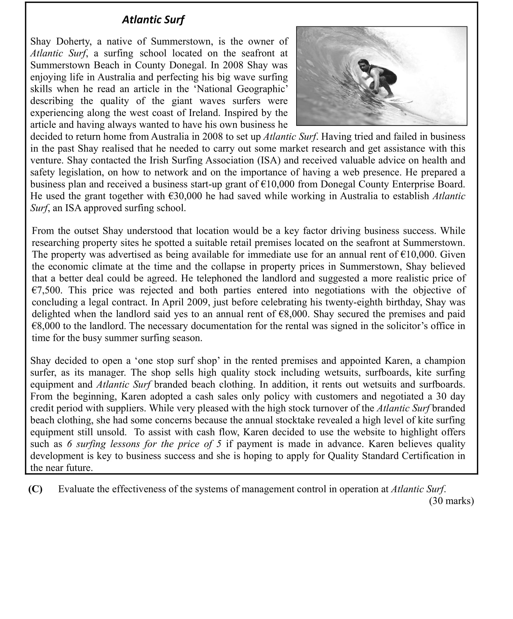 Evaluate-the-effectiveness-of-the-systems-of-management-control-in-operation-at-Atlantic-Surf-Leaving Cert Business-Question C-2014.png