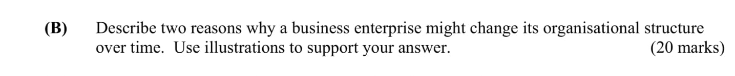 Describe-two-reasons-why-a-business-enterprise-might-change-its-organisational-structure-over-time-Leaving Cert Business-Question (B)-2004.png