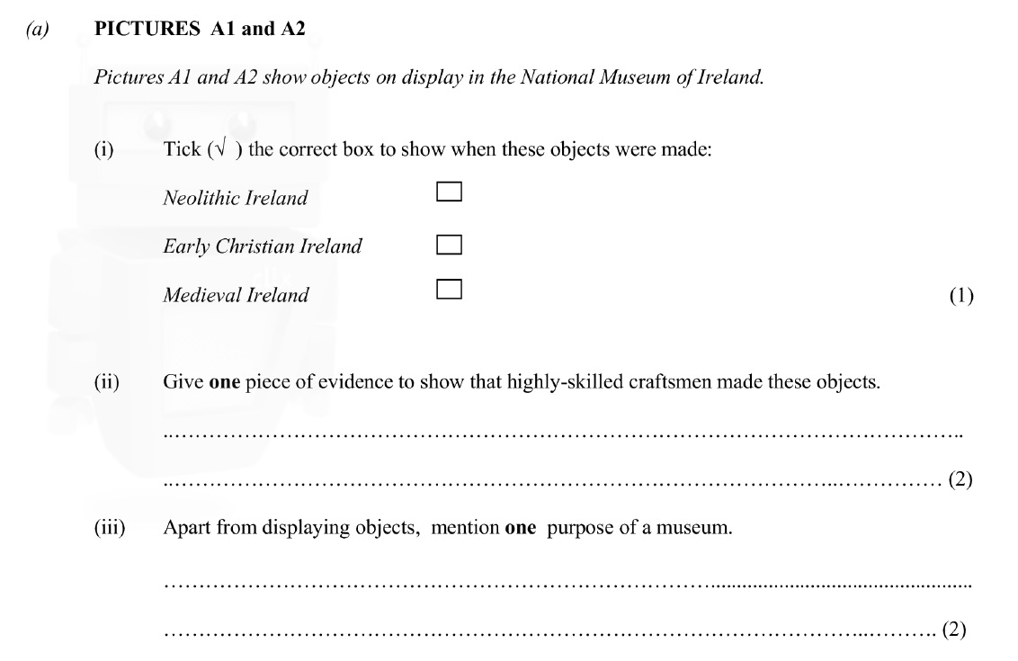 PICTURES-A1-and-A2-show-objects-on-display-in-the-National-Museum-of-Ireland-Junior Cycle History-Question a-2012.png