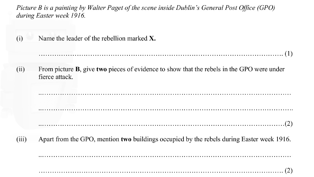 Picture-B-is-a-painting-by-Walter-Paget-of-the-scene-inside-Dublin's-General-Post-Office-(GPO)-during-Easter-week-1916-Junior Cycle History-Question b-2009.png