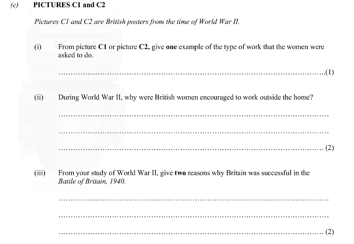 PICTURES-C1-and-C2--Pictures-C1-and-C2-are-British-posters-from-the-time-of-World-War-II-Junior Cycle History-Question c-2009.png