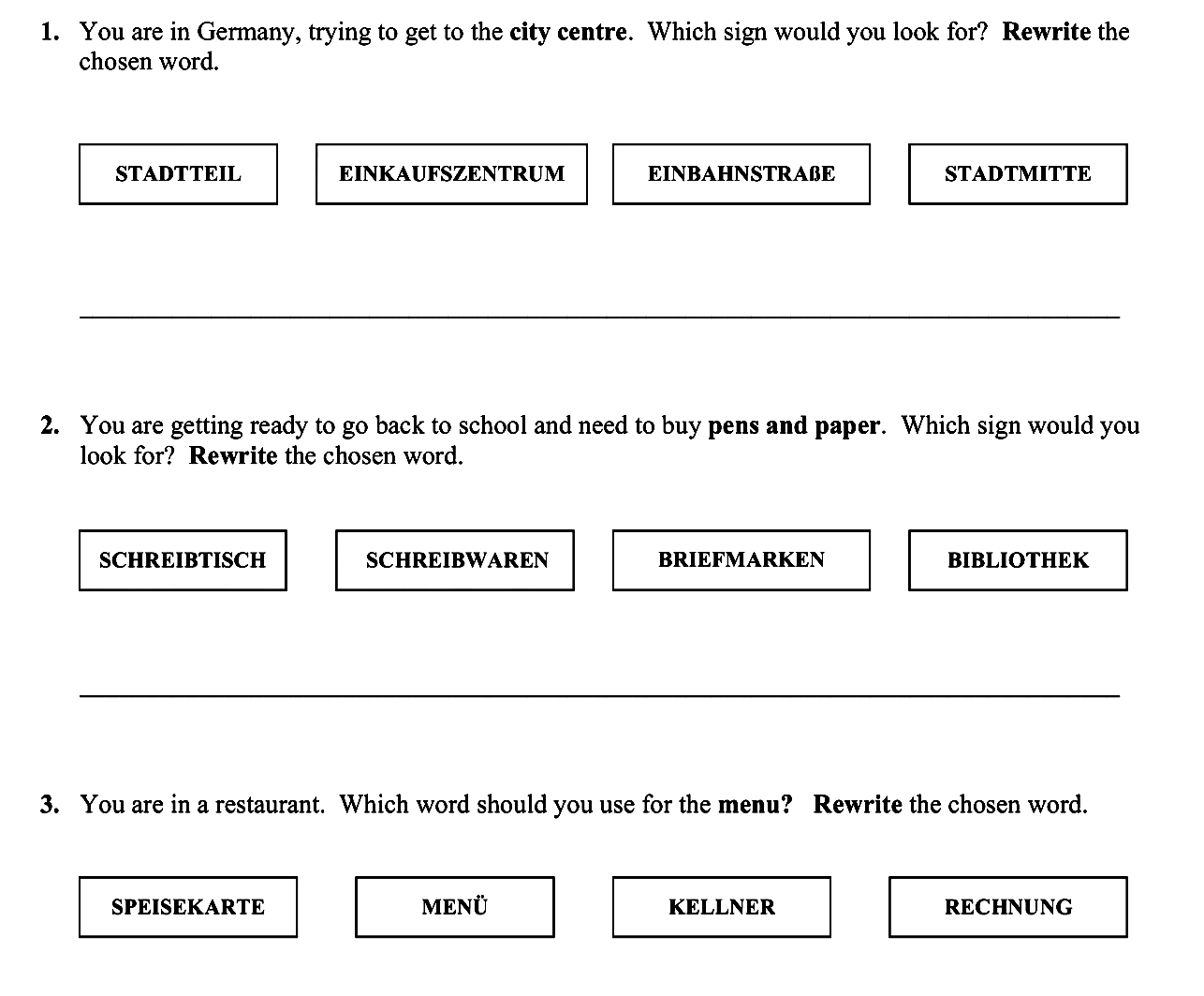 1.-You-are-in-Germany,-trying-to-get-to-the-city-centre-Junior Cycle German-Question 1-2012.png