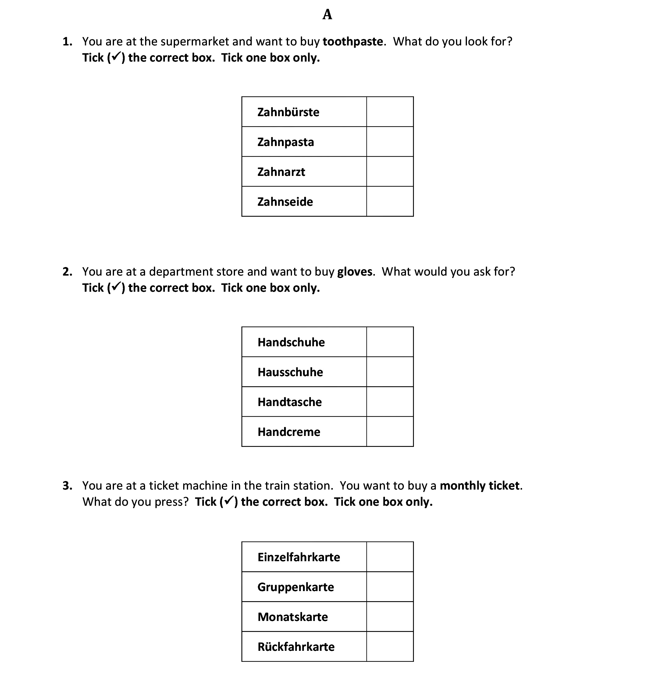 1.-You-are-at-the-supermarket-and-want-to-buy-toothpaste-Junior Cycle German-Question A-2019.png
