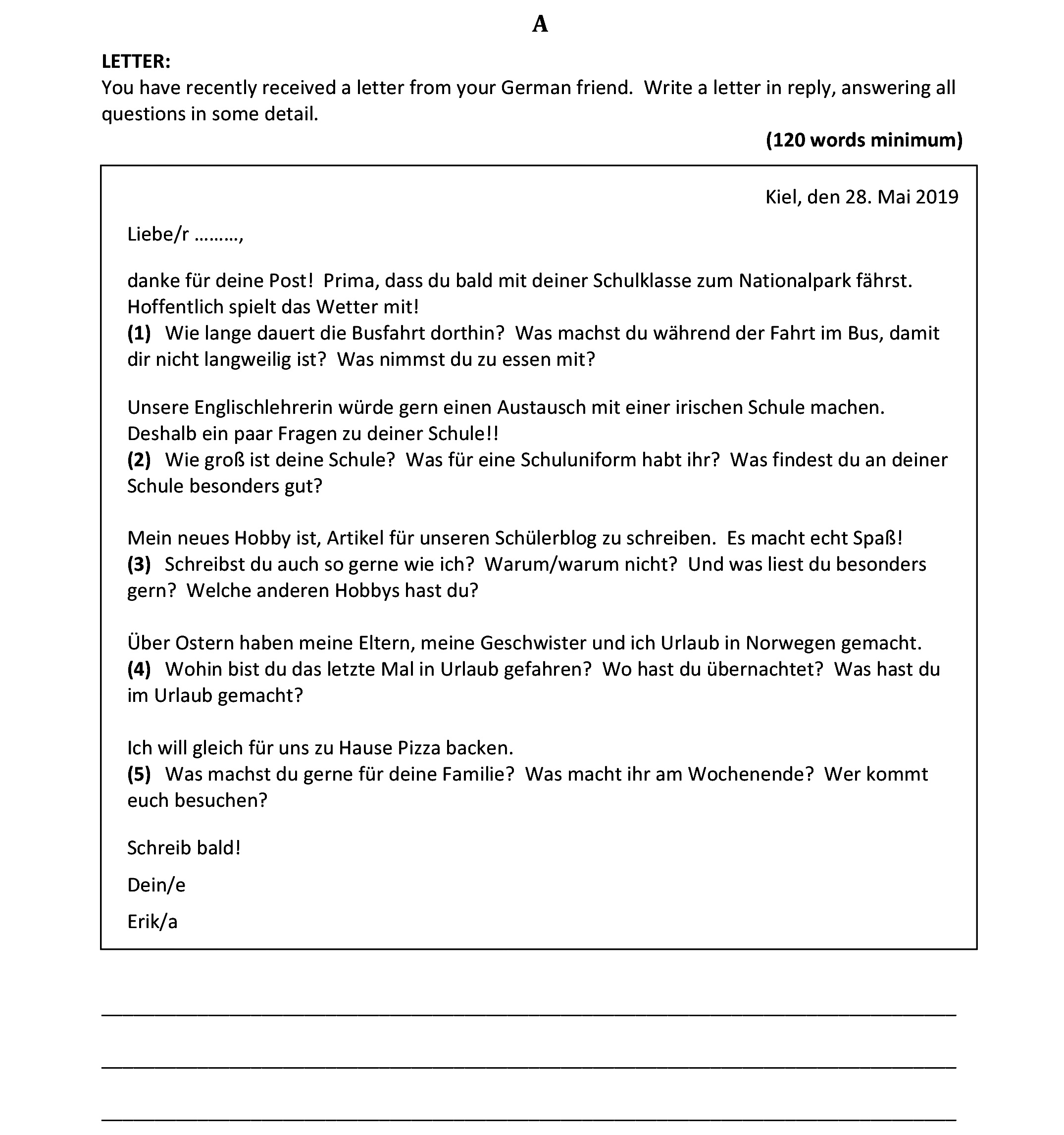 LETTER:-You-have-recently-received-a-letter-from-your-German-friend-Junior Cycle German-Question A-2019.png