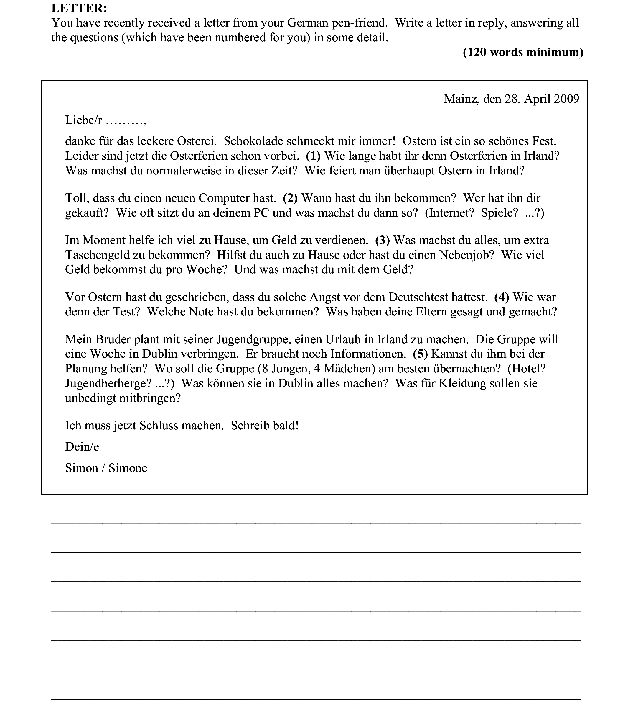 You-have-recently-received-a-letter-from-your-German-pen-friend-Junior Cycle German-Question 1-2009.png