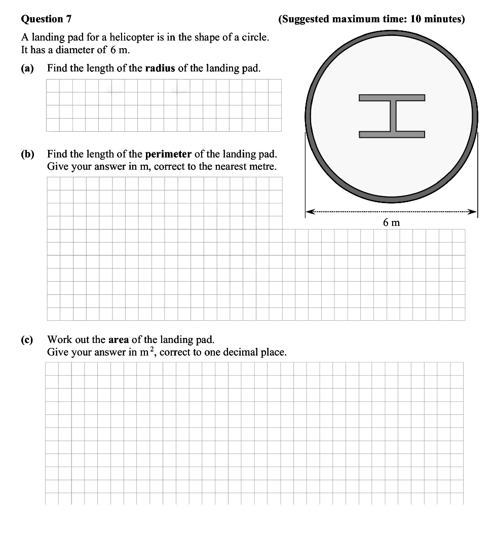 A-landing-pad-for-a-helicopter-is-in-the-shape-of-a-circle-Junior Cycle Mathematics-Question 7-2016.png