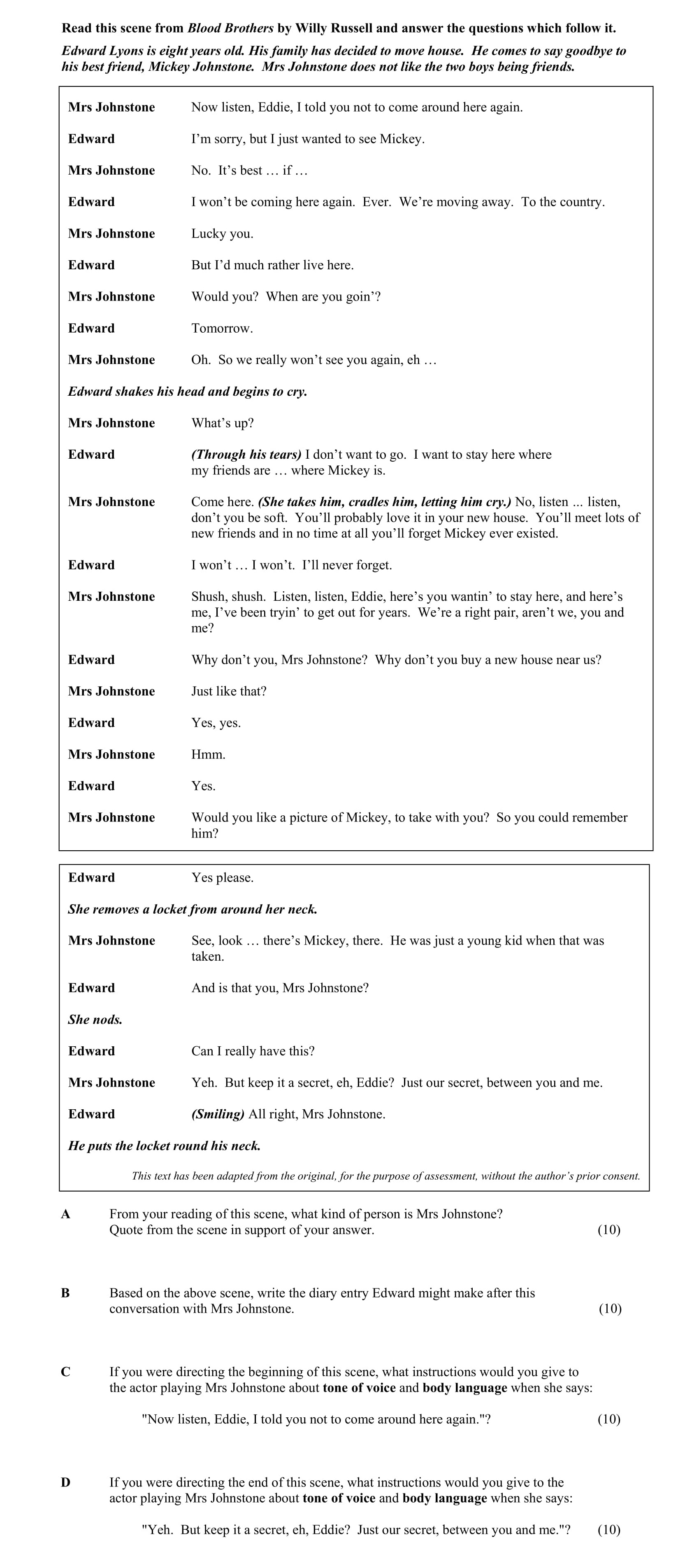 From-your-reading-of-this-scene,-what-kind-of-person-is-Mrs-Johnstone?---Quote-from-the-scene-in-support-of-your-answer-Junior Cycle English-Question A-2013.png