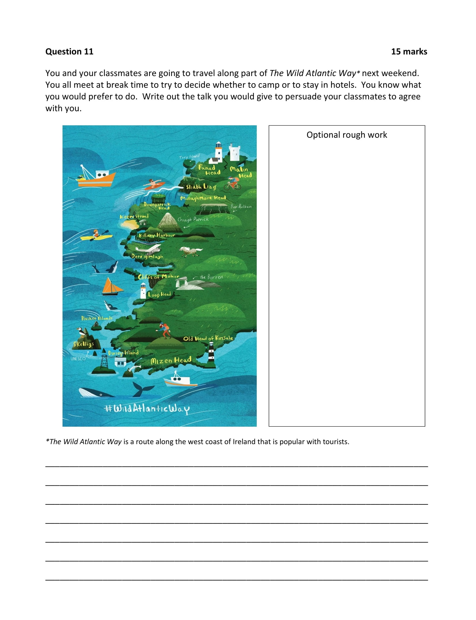 You-and-your-classmates-are-going-to-travel-along-part-of-The-Wild-Atlantic-Way-next-weekend-Junior Cycle English-Question Question 11-2018.png