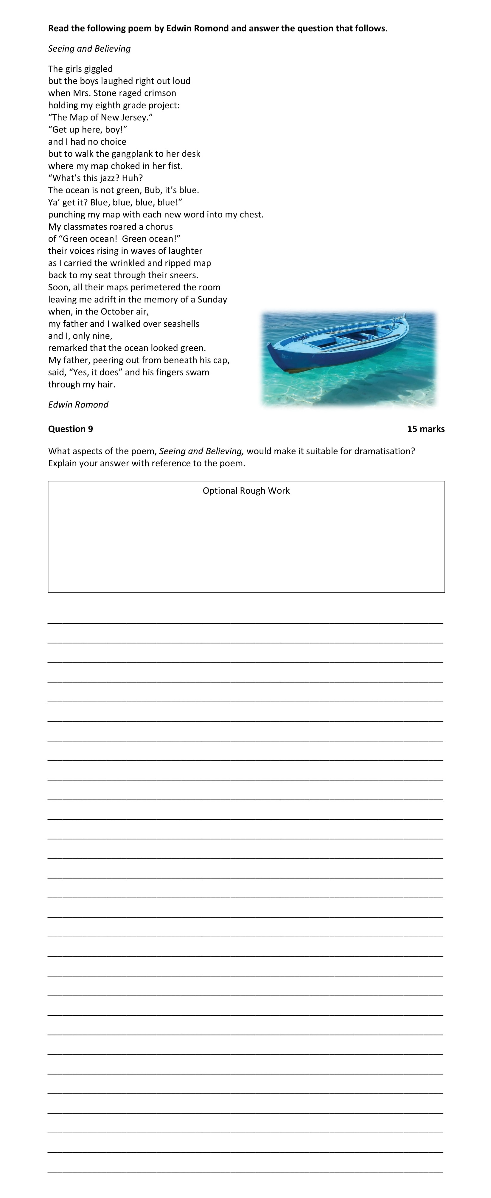 What-aspects-of-the-poem,-Seeing-and-Believing,-would-make-it-suitable-for-dramatisation?--Explain-your-answer-with-reference-to-the-poem-Junior Cycle English-Question 9-2018.png