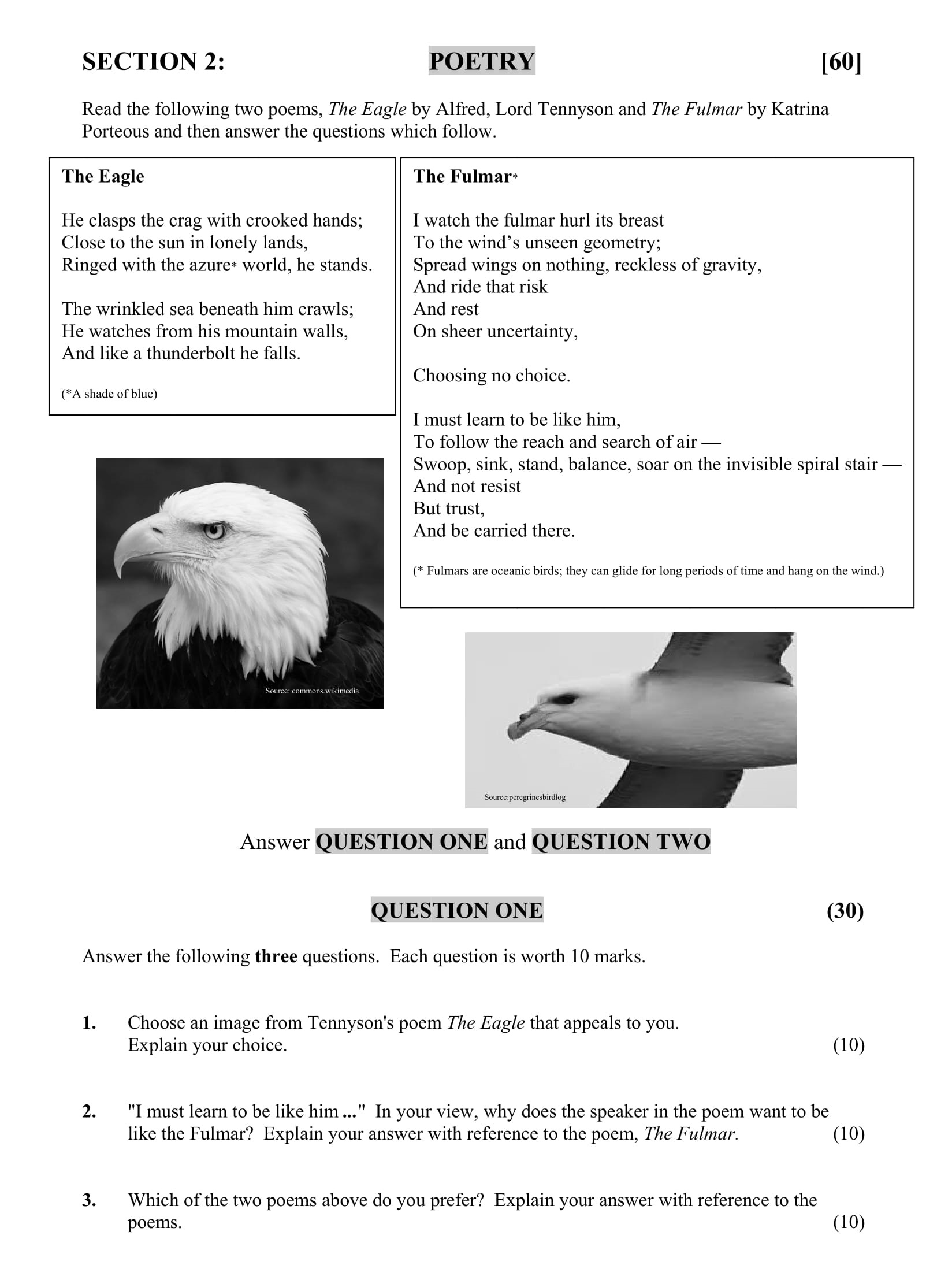 1.-Choose-an-image-from-Tennyson's-poem,-The-Eagle-that-appeals-to-you-Junior Cycle English-Question QUESTION ONE-2015.png