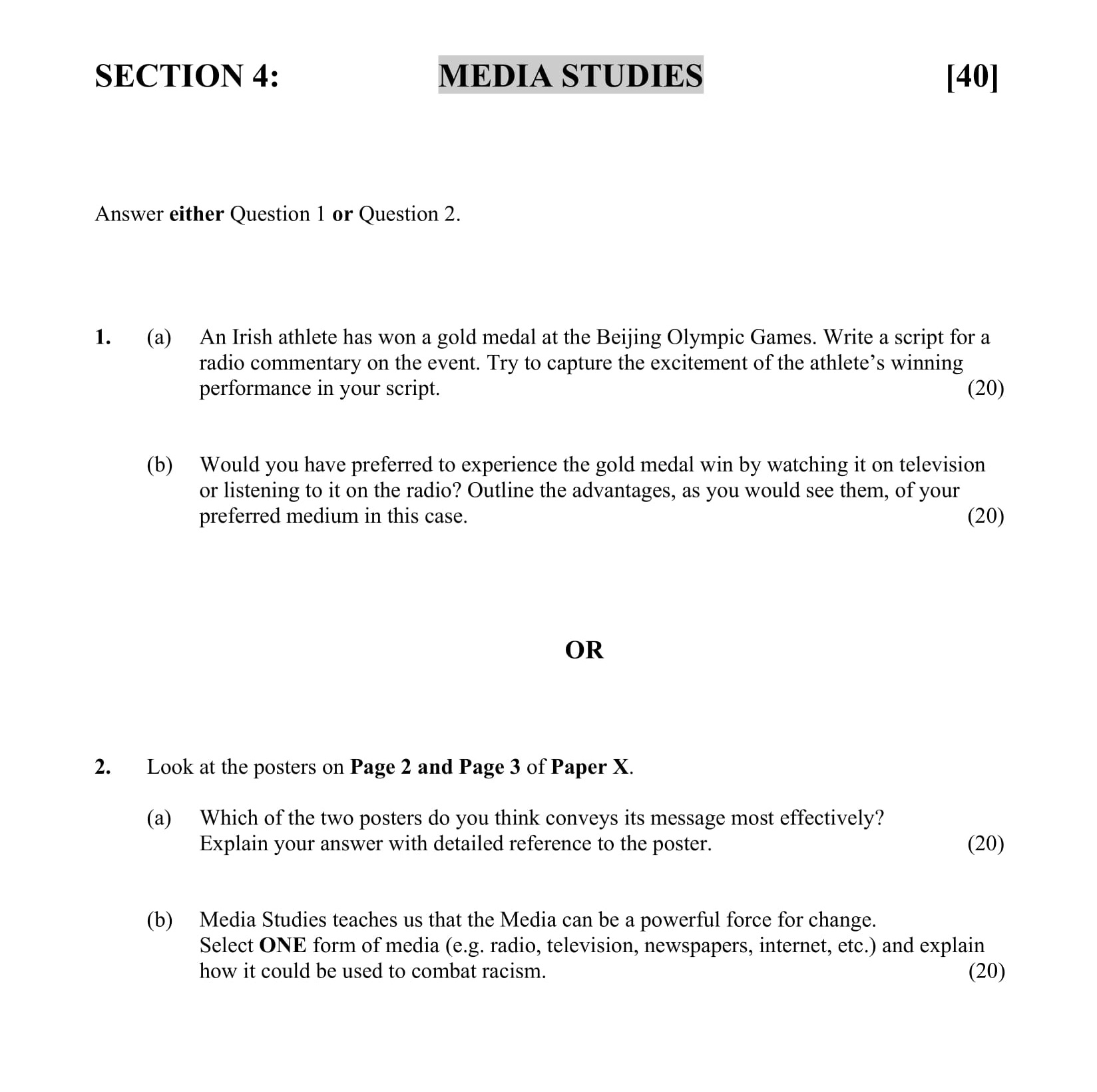 1.-An-Irish-athlete-has-won-a-gold-medal-at-the-Beijing-Olympic-Games-Junior Cycle English-Question 1-2008.png