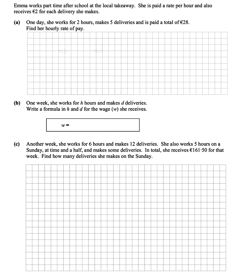 Emma-works-part-time-after-school-at-the-local-takeaway-Leaving Cert Mathematics-Question 1-2016.png