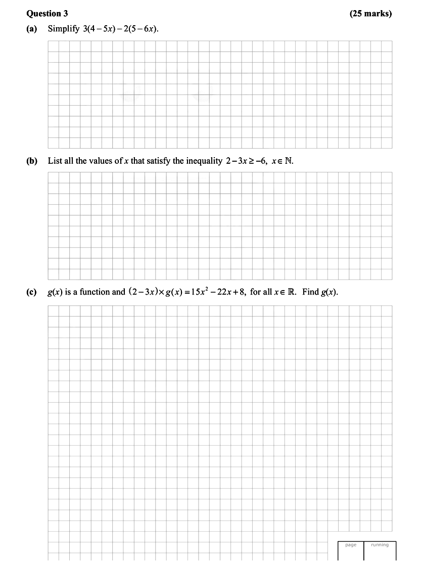 a)-Simplify-$3(4---5x)---2(5---6x)$-Leaving Cert Mathematics-Question 3-2015.png