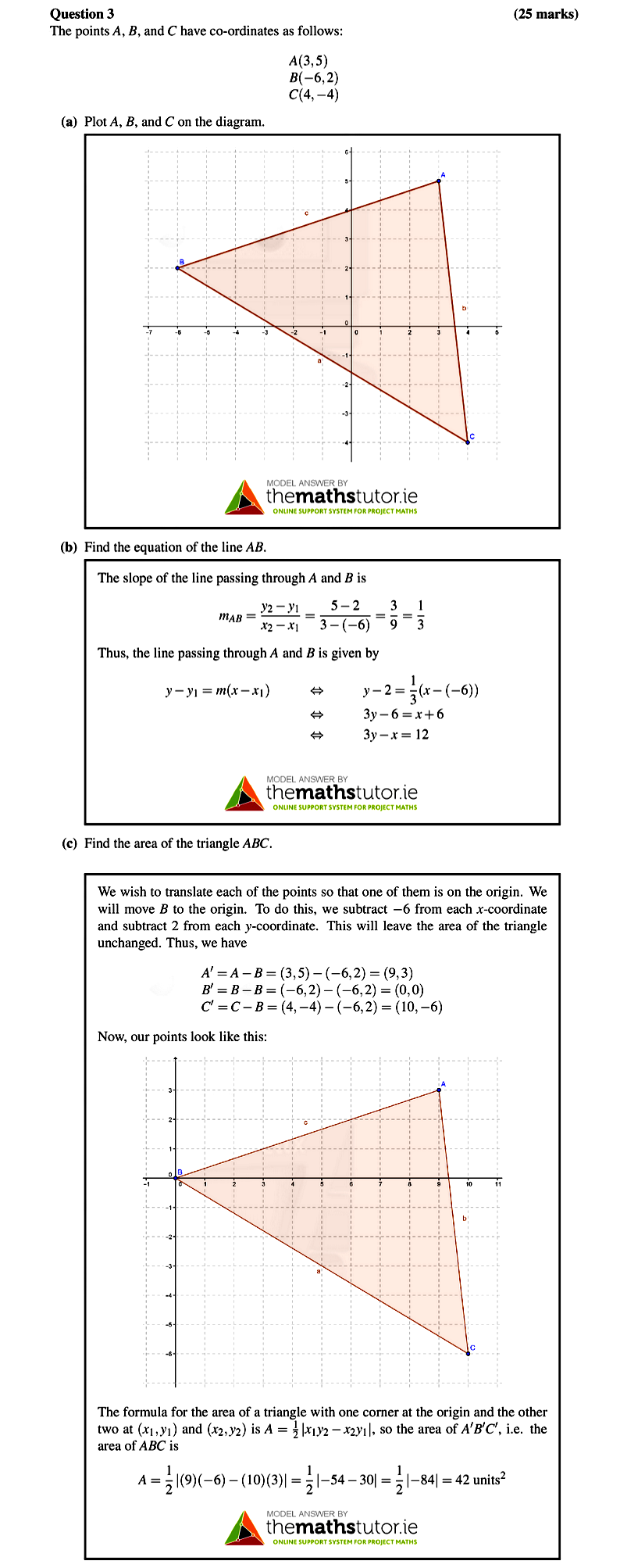 The-points-A,-B,-and-C-have-co-ordinates-as-follows:--A(3,5)-B(-6,2)-C(4,-4)--(a)-Plot-A,-B,-and-C-on-the-diagram-Leaving Cert Mathematics-Question 3-2014.png