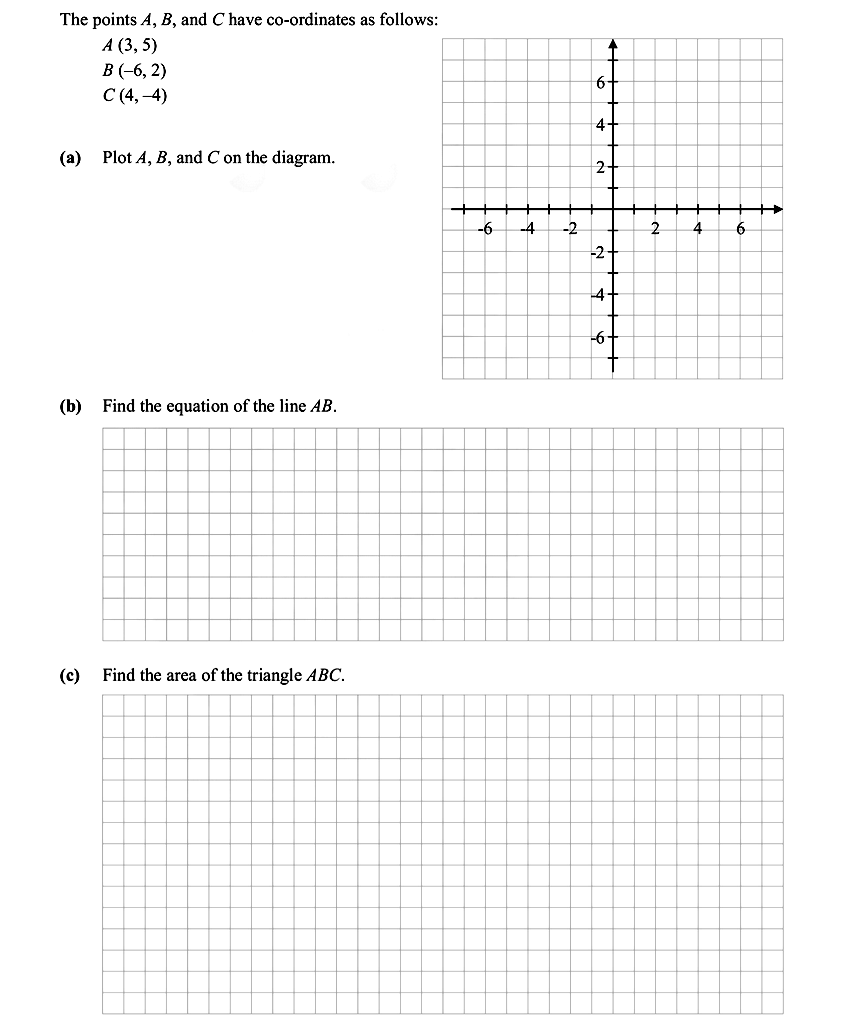 The-points-A,-B,-and-C-have-co-ordinates-as-follows:-A-(3,-5)-B-(-6,-2)-C-(-4,--4)--(a)-Plot-A,-B,-and-C-on-the-diagram-Leaving Cert Mathematics-Question 4-2012.png