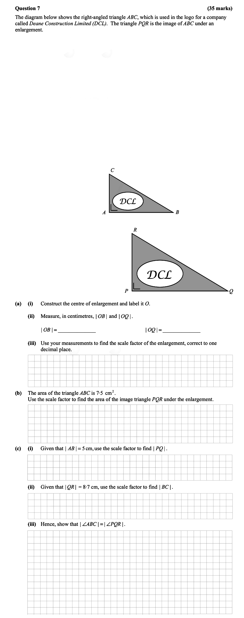 The-diagram-below-shows-the-right-angled-triangle-ABC,-which-is-used-in-the-logo-for-a-company-called-Deane-Construction-Limited-(DCL)-Leaving Cert Mathematics-Question 7-2015.png