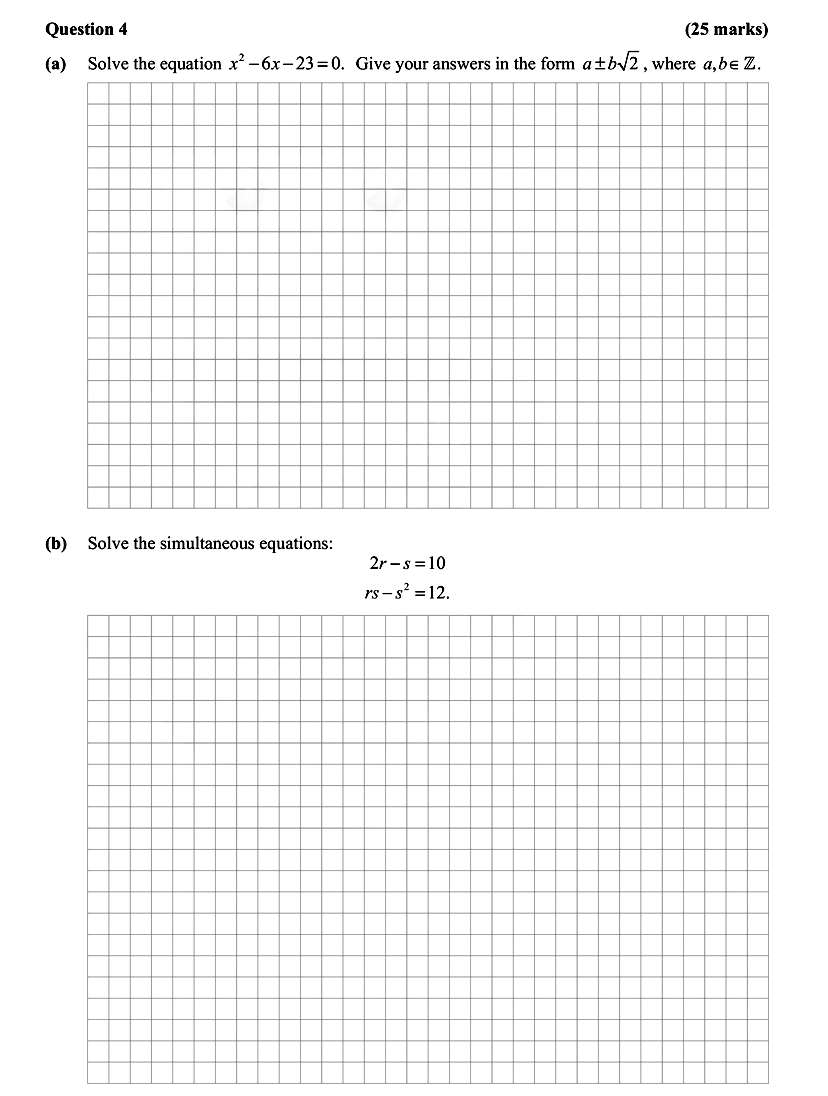 Solve-the-equation-$x^2---6x---23-=-0$-Leaving Cert Mathematics-Question 4-2013.png