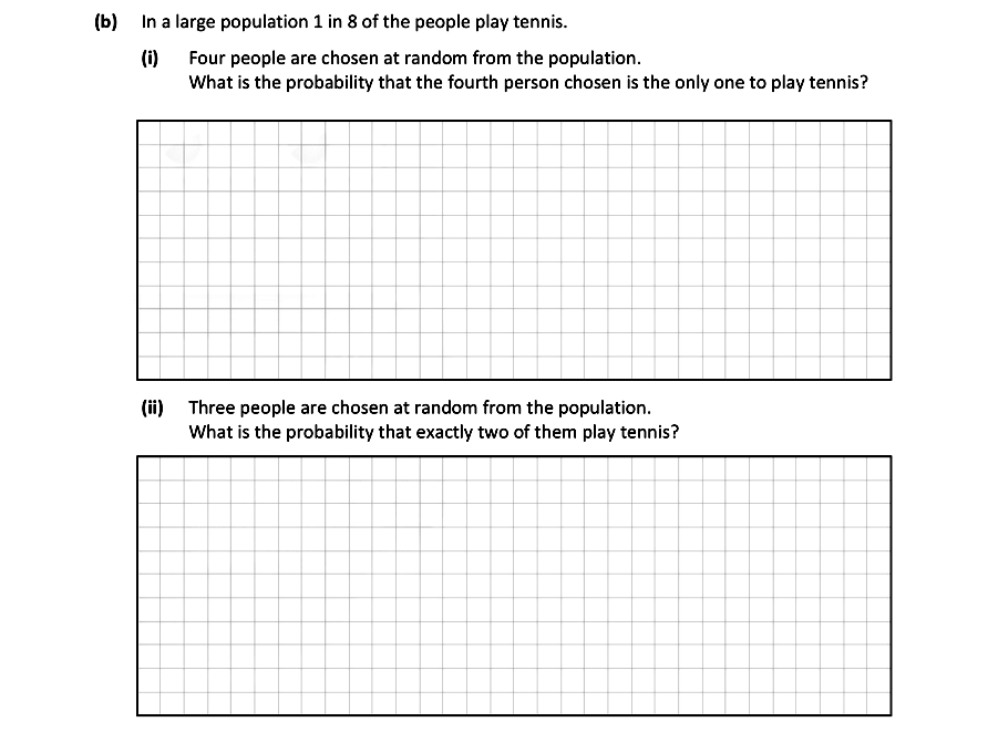 In-a-large-population-1-in-8-of-the-people-play-tennis-Leaving Cert Mathematics-Question (b)-2020.png