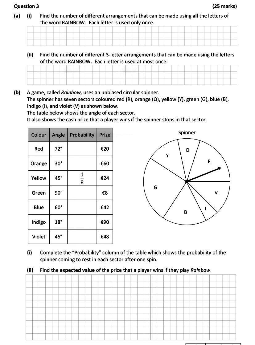 (a)-(i)-Find-the-number-of-different-arrangements-that-can-be-made-using-all-the-letters-of-the-word-RAINBOW-Leaving Cert Mathematics-Question 3-2018.png