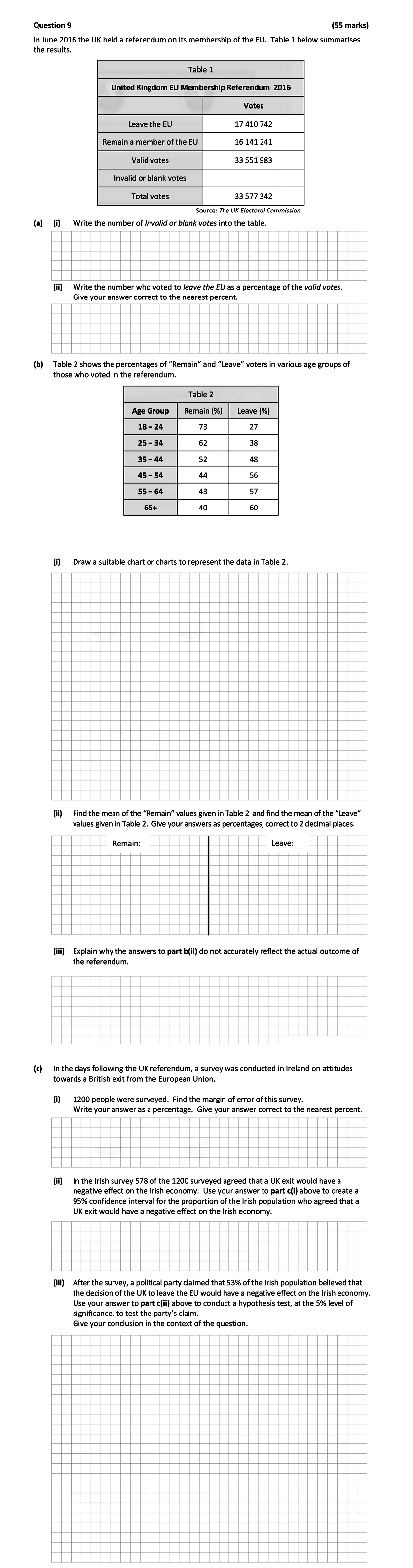 In-June-2016-the-UK-held-a-referendum-on-its-membership-of-the-EU-Leaving Cert Mathematics-Question 9-2017.png