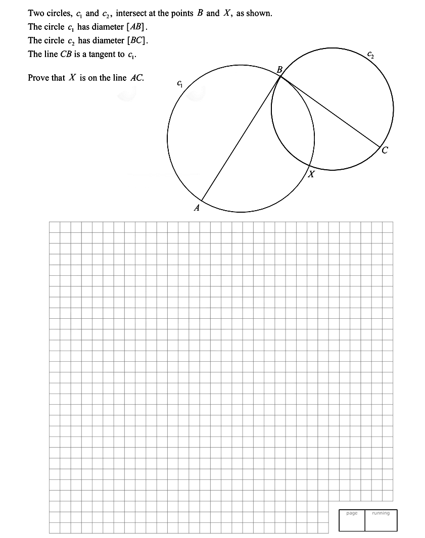 Two-circles,-c₁-and-c₂,-intersect-at-the-points-B-and-X,-as-shown-Leaving Cert Mathematics-Question Question 1-2014.png