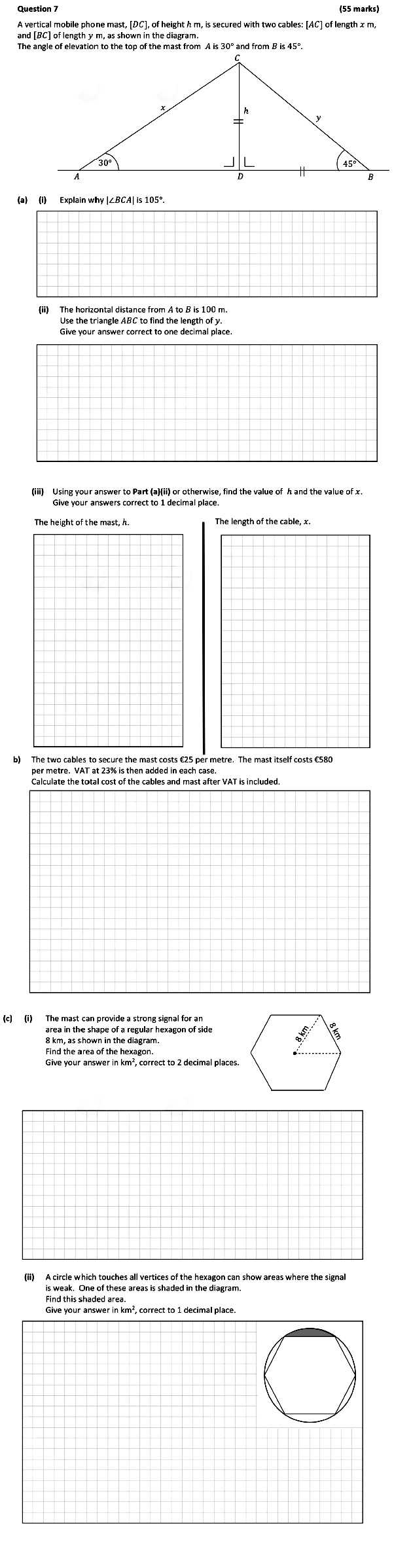 A-vertical-mobile-phone-mast,-[DC],-of-height-h-m,-is-secured-with-two-cables:-[AC]-of-length-x-m,-and-[BC]-of-length-y-m,-as-shown-in-the-diagram-Leaving Cert Mathematics-Question 7-2020.png