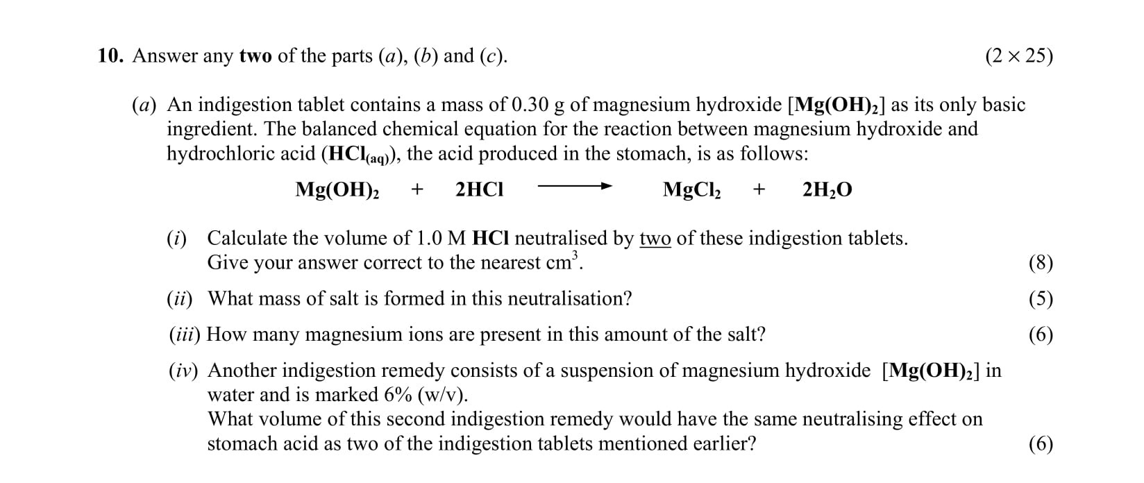 An-indigestion-tablet-contains-a-mass-of-0.30-g-of-magnesium-hydroxide-[Mg(OH)₂]-as-its-only-basic-ingredient-Leaving Cert Chemistry-Question 10-2005.png