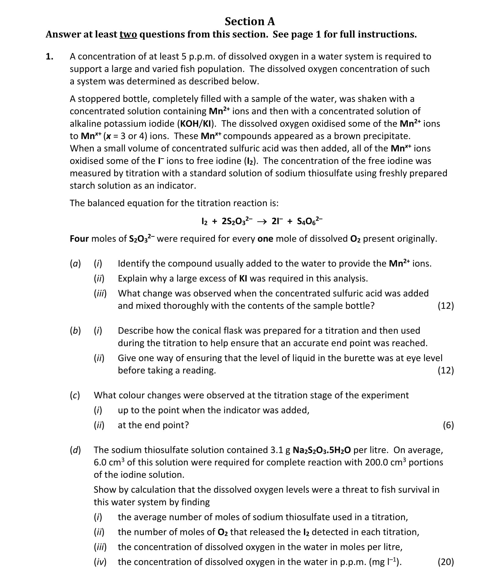 A-concentration-of-at-least-5-p.p.m-Leaving Cert Chemistry-Question 1-2019.png