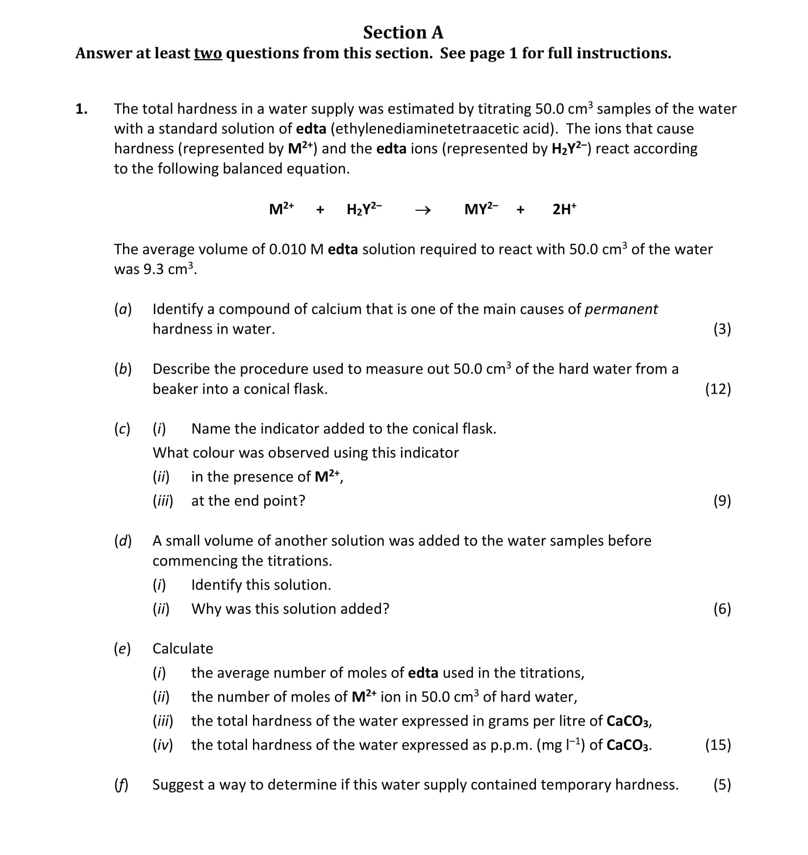 1.-The-total-hardness-in-a-water-supply-was-estimated-by-titrating-50.0-cm³-samples-of-the-water-with-a-standard-solution-of-edta-(ethylenediaminetetraacetic-acid)-Leaving Cert Chemistry-Question 1-2018.png