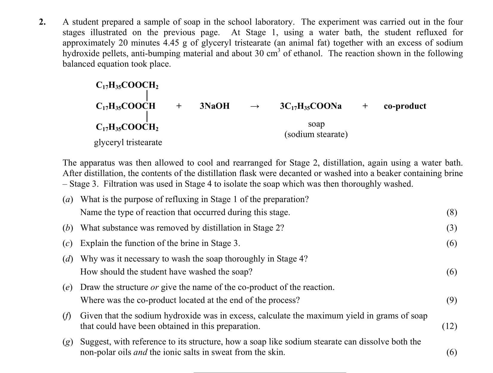 A-student-prepared-a-sample-of-soap-in-the-school-laboratory-Leaving Cert Chemistry-Question 2-2014.png