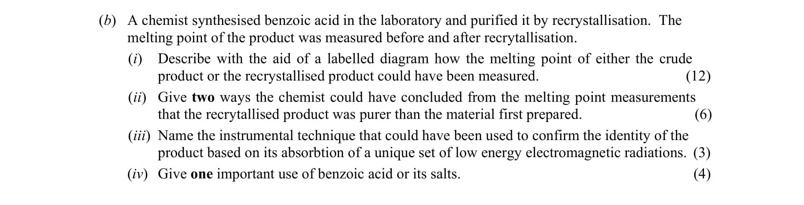 A-chemist-synthesised-benzoic-acid-in-the-laboratory-and-purified-it-by-recrystallisation-Leaving Cert Chemistry-Question (b)-2010.png