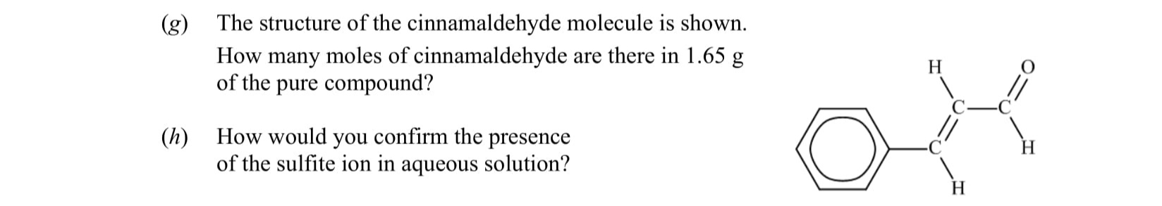 The-structure-of-the-cinnamaldehyde-molecule-is-shown-Leaving Cert Chemistry-Question g-2016.png