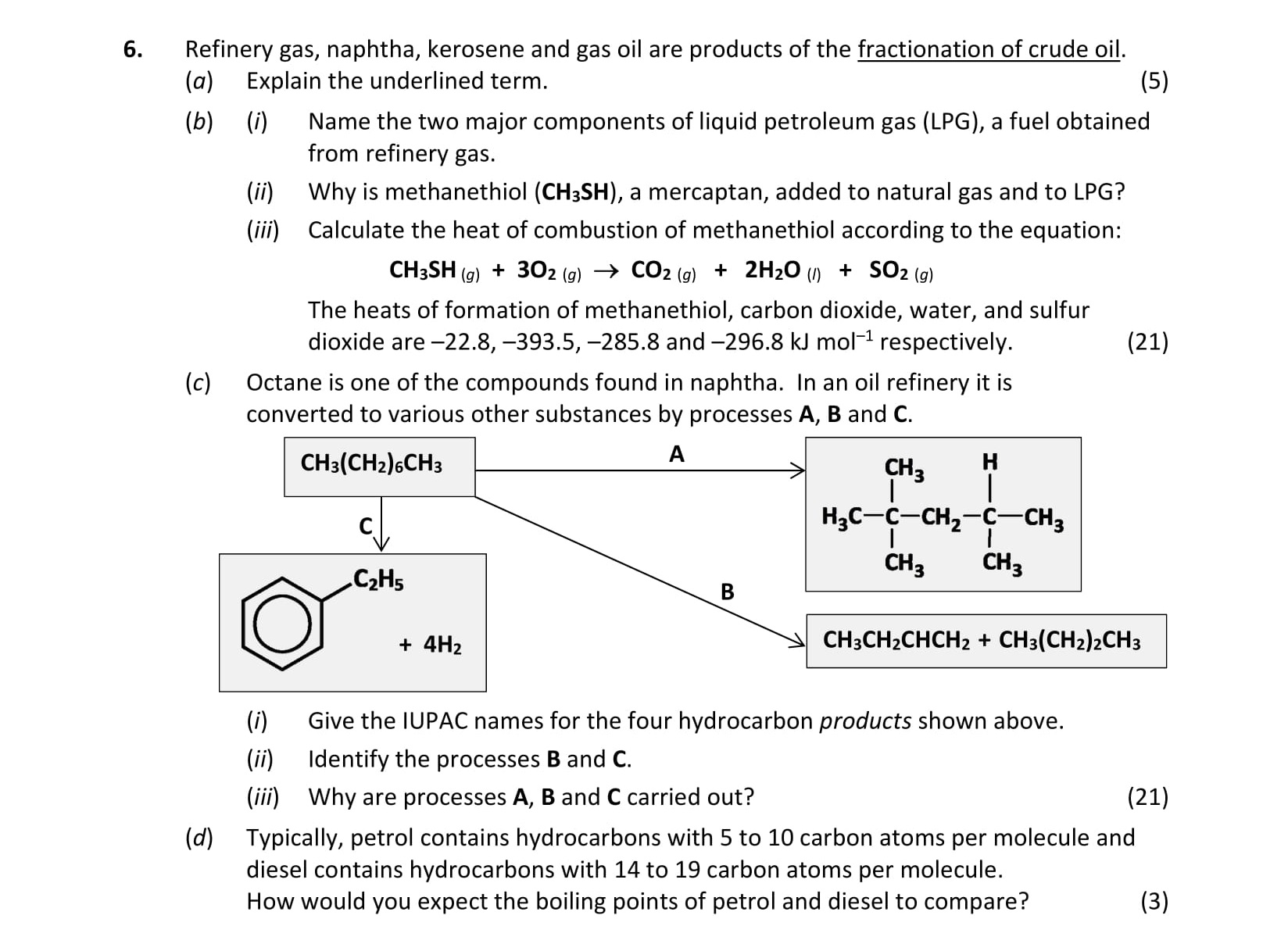 Refinery-gas,-naphtha,-kerosene-and-gas-oil-are-products-of-the-fractionation-of-crude-oil-Leaving Cert Chemistry-Question 6-2018.png