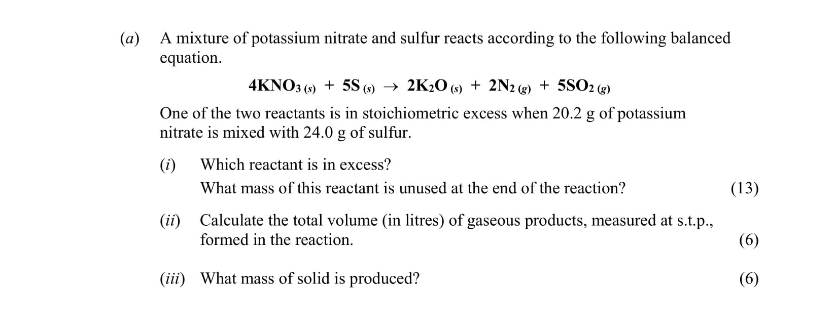 A-mixture-of-potassium-nitrate-and-sulfur-reacts-according-to-the-following-balanced-equation-Leaving Cert Chemistry-Question a-2016.png