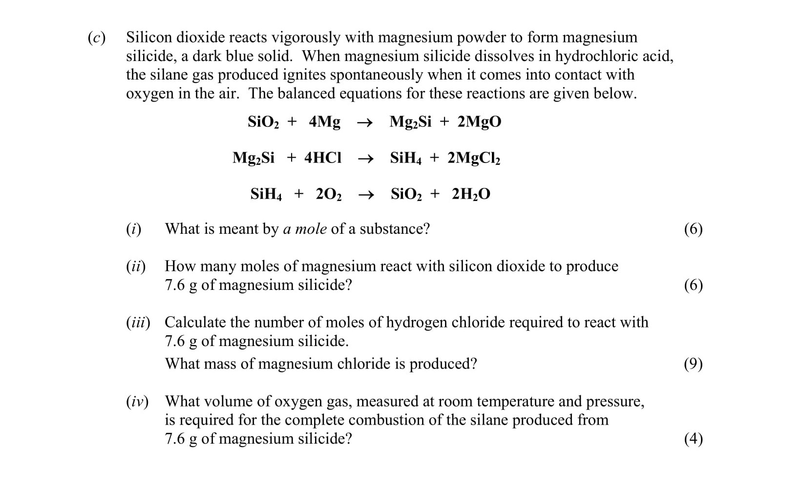 Silicon-dioxide-reacts-vigorously-with-magnesium-powder-to-form-magnesium-silicide,-a-dark-blue-solid-Leaving Cert Chemistry-Question c-2015.png