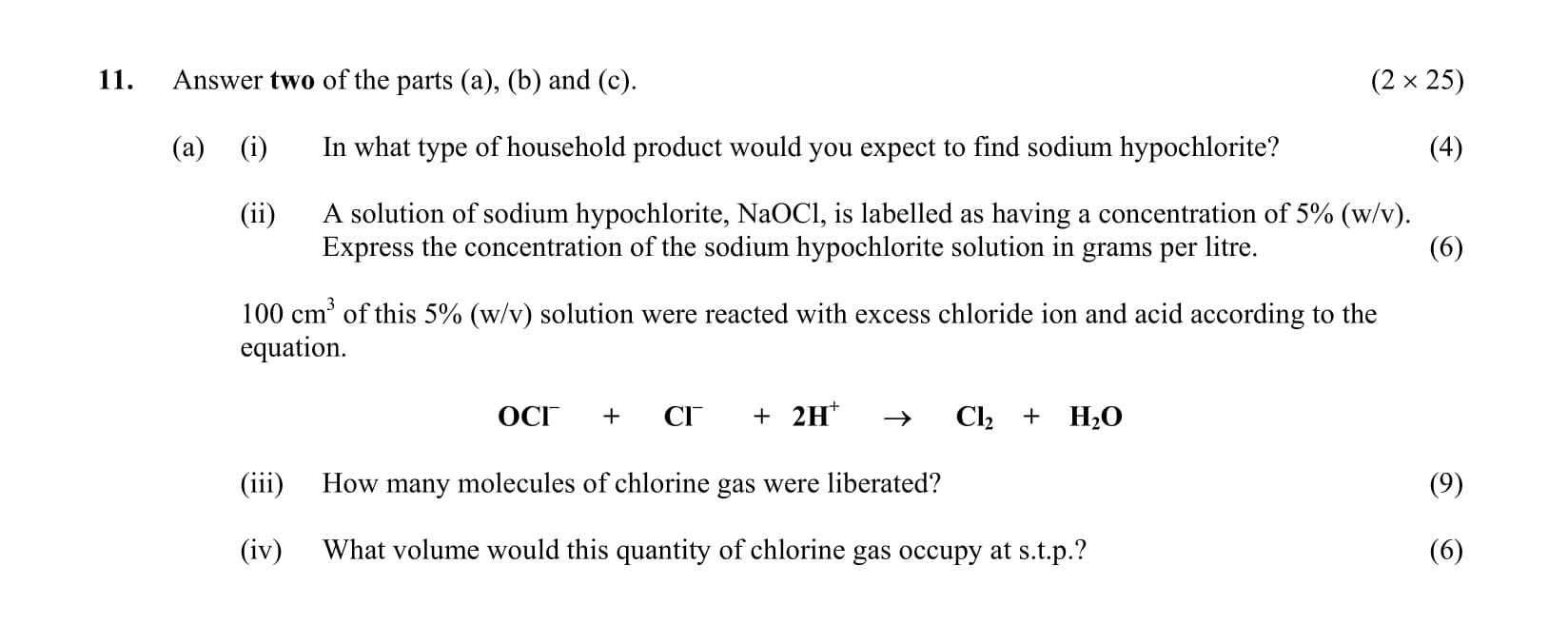 11.-Answer-two-of-the-parts-(a),-(b)-and-(c)-Leaving Cert Chemistry-Question 11-2002.png