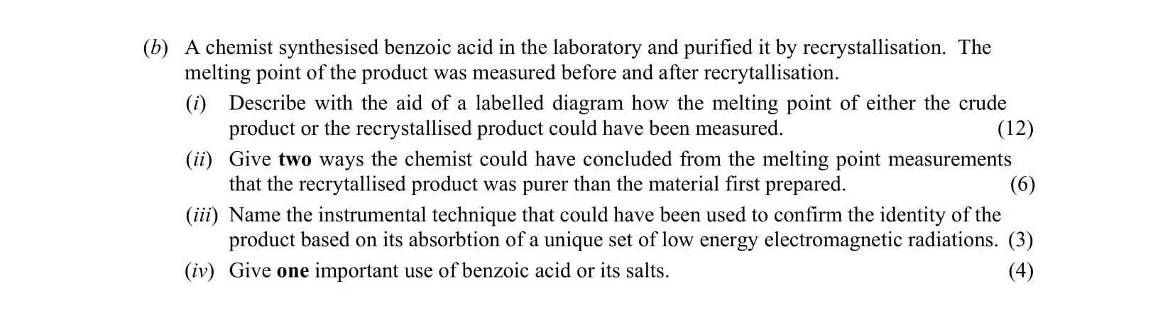 A-chemist-synthesised-benzoic-acid-in-the-laboratory-and-purified-it-by-recrystallisation-Leaving Cert Chemistry-Question (b)-2010.png
