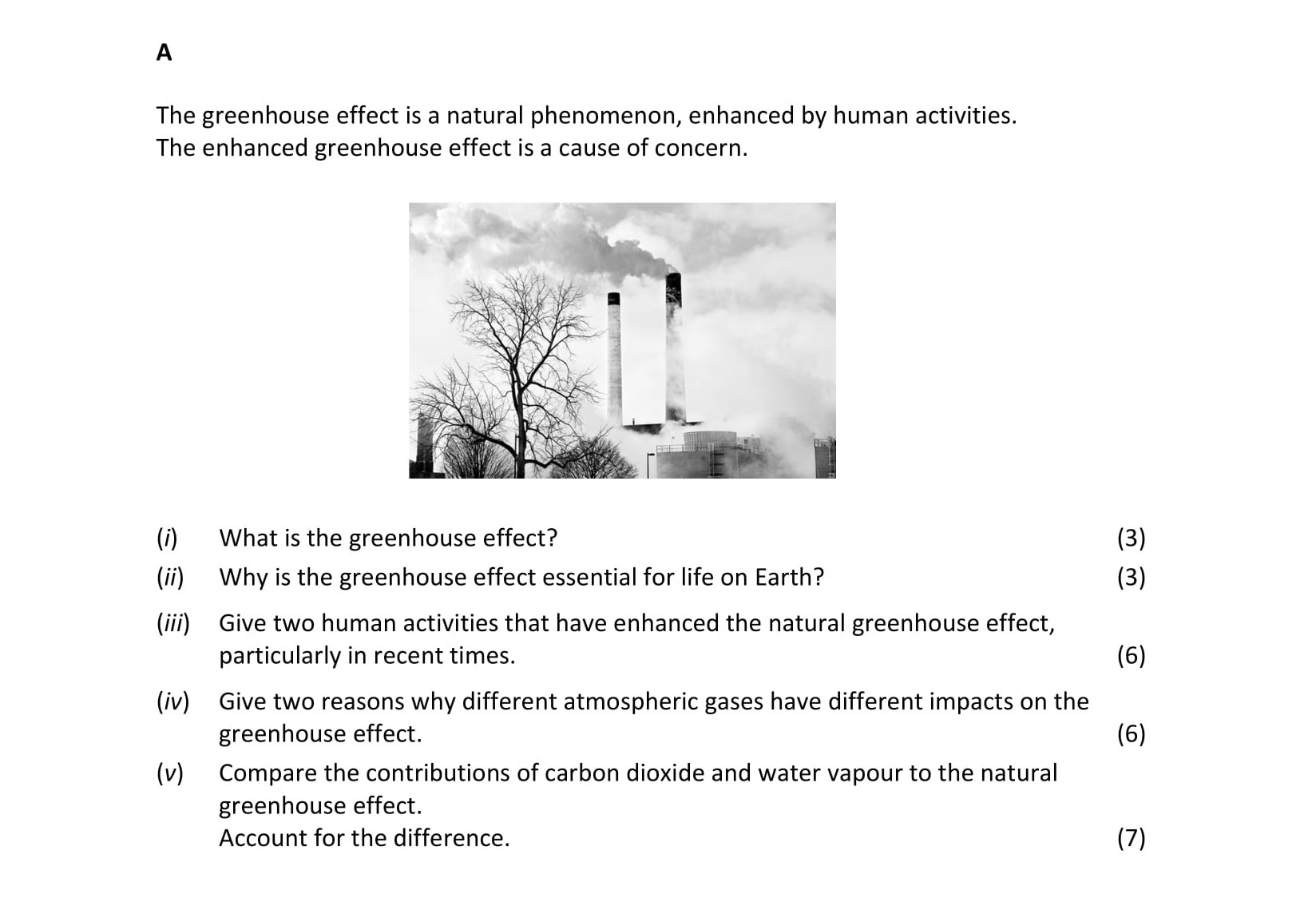 The-greenhouse-effect-is-a-natural-phenomenon,-enhanced-by-human-activities-Leaving Cert Chemistry-Question A-2019.png