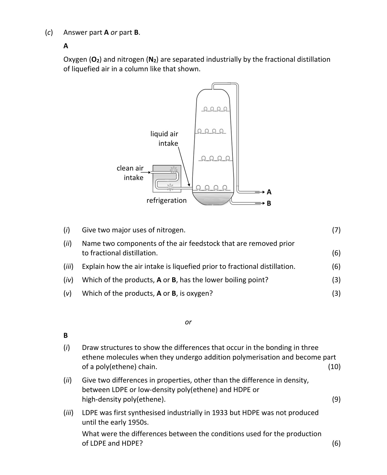 Oxygen-(O₂)-and-nitrogen-(N₂)-are-separated-industrially-by-the-fractional-distillation-of-liquefied-air-in-a-column-like-that-shown-Leaving Cert Chemistry-Question c-2018.png