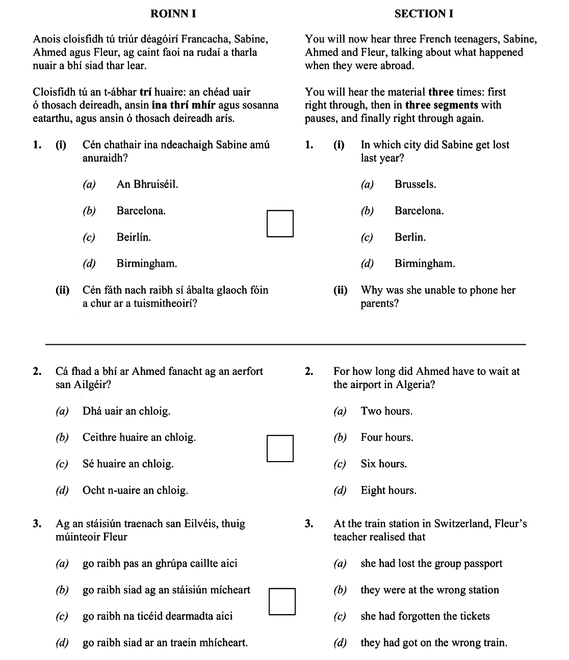 Cén-chathair-ina-ndeachaigh-Sabine-amú-anuraidh?---(a)-An-Bhruiséil-Leaving Cert German-Question 1-2011.png