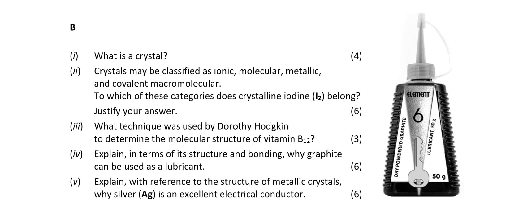 What-is-a-crystal?--Crystals-may-be-classified-as-ionic,-molecular,-metallic,-and-covalent-macromolecular-Leaving Cert Chemistry-Question B-2019.png