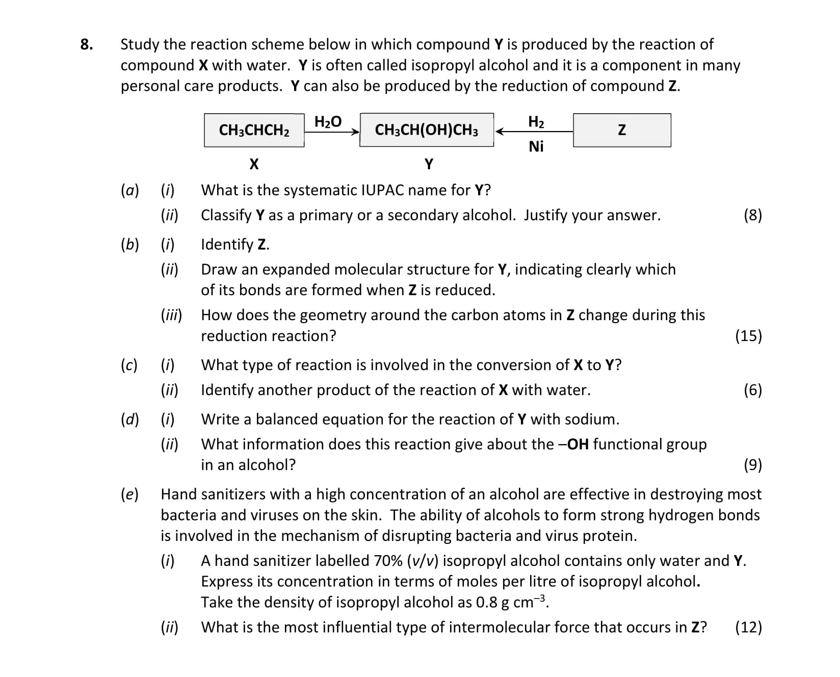 Study-the-reaction-scheme-below-in-which-compound-Y-is-produced-by-the-reaction-of-compound-X-with-water-Leaving Cert Chemistry-Question 8-2021.png