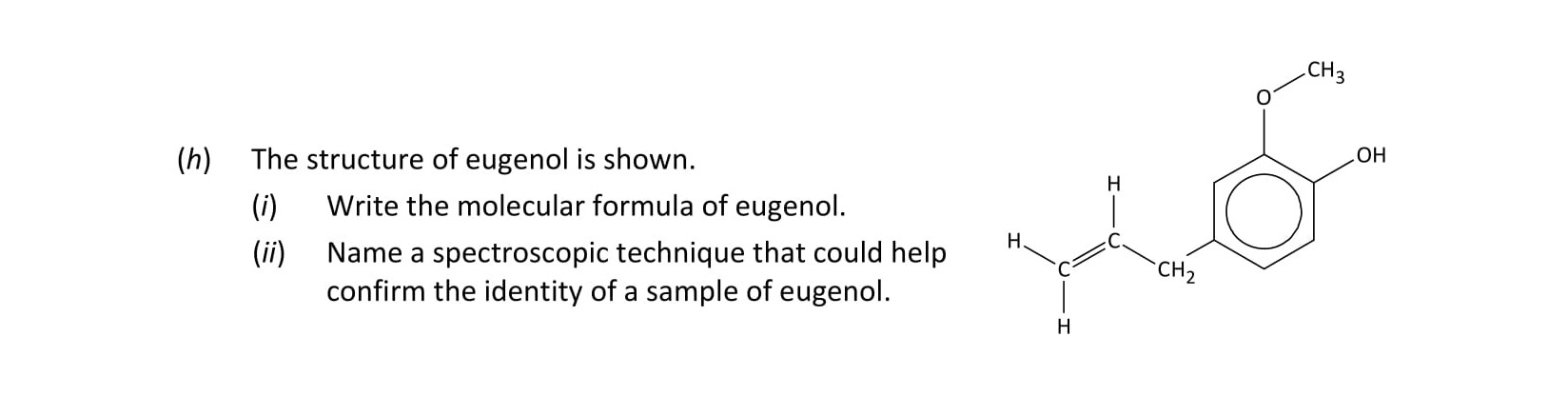 The-structure-of-eugenol-is-shown-Leaving Cert Chemistry-Question h-2023.png