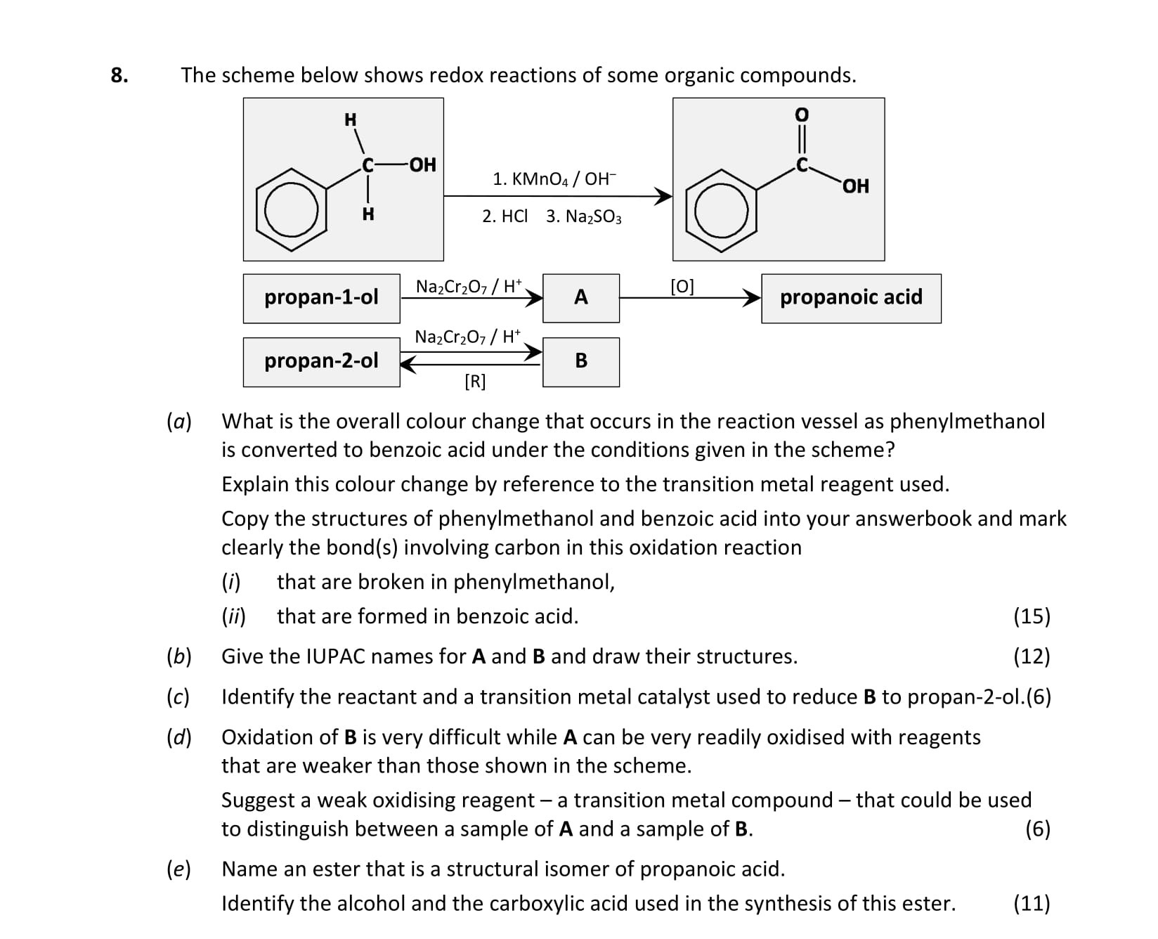 The-scheme-below-shows-redox-reactions-of-some-organic-compounds-Leaving Cert Chemistry-Question 8-2017.png